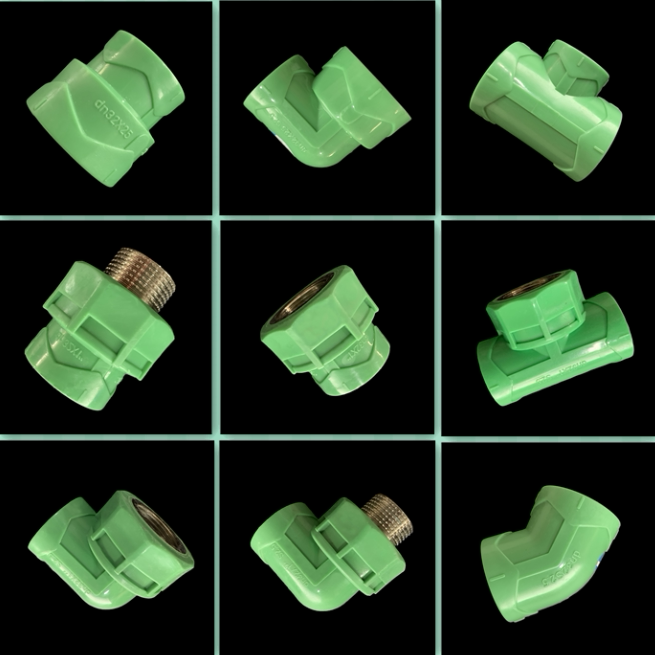 32ppr green pipe fitting 1 inch internal and external wire direct elbow tee joint hot-melt heating water pipe fittings accessories