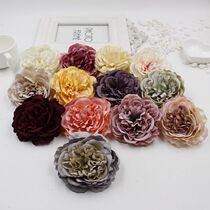 DIY simulation flower head new peony Palace color retro flower head Morandi color Fragrant Concubine peony oil painting flag floral headdress