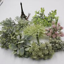 Diyson simulation flower headdress accessories corsage straw hat succulent plant Velvet White Frost Wedding Garland simulation green leaf