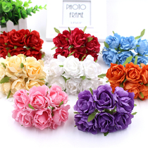 Simulation rose fake bouquet 6 silk flowers DIY rose wreath material home decoration shooting background wedding supplies