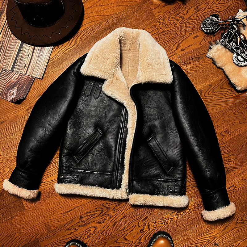 Sheepskin Genuine Leather Jacket B3 Original Ecological Fur Integrated Motorcycle Short Flight Suit Thickened Wool Fur Coat Sheepskin Genuine Leather Jacket B3 Original Ecological Fur Integrated Motorcycle Short Flight Suit Thickened Wool Fur Coat