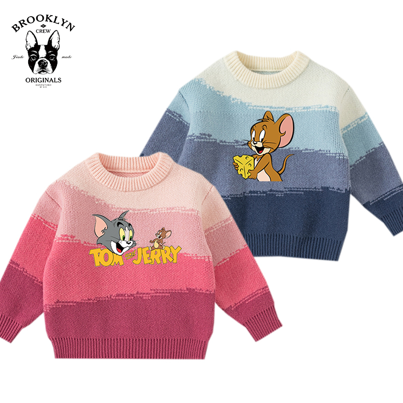 Tom and Jerry Children's Clothing Boys and Girls Gradient Sweater Children's Thickened Autumn and Winter Clothing 2026 New Baby Knitwear Trendy Tom and Jerry Children's Clothing Boys and Girls Gradient Sweater Children's Thickened Autumn and Winter Clothing 2026 New Baby Knitwear Trendy