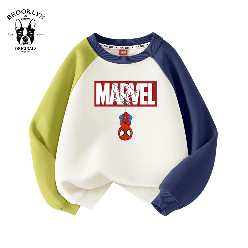 Marvel Spider-Man Clothing 2025 Spring and Autumn New Children's Round-Neck Color-Blocked Sweatshirt Iron Man Children's Clothing Boys' Autumn Outfit