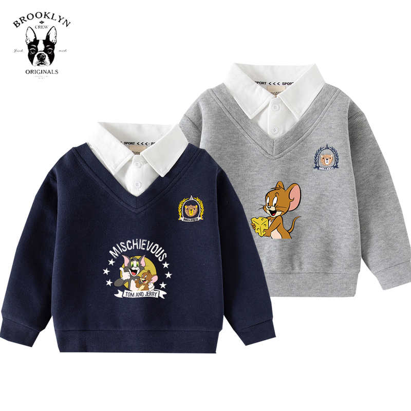 Tom and Jerry Tom Cat and Jerry Boy and Girl Children's Pure Cotton Shirt Sweatshirt Long Sleeve 2024 Spring and Autumn Children's Clothing Tom and Jerry Tom Cat and Jerry Boy and Girl Children's Pure Cotton Shirt Sweatshirt Long Sleeve 2024 Spring and Autumn Children's Clothing