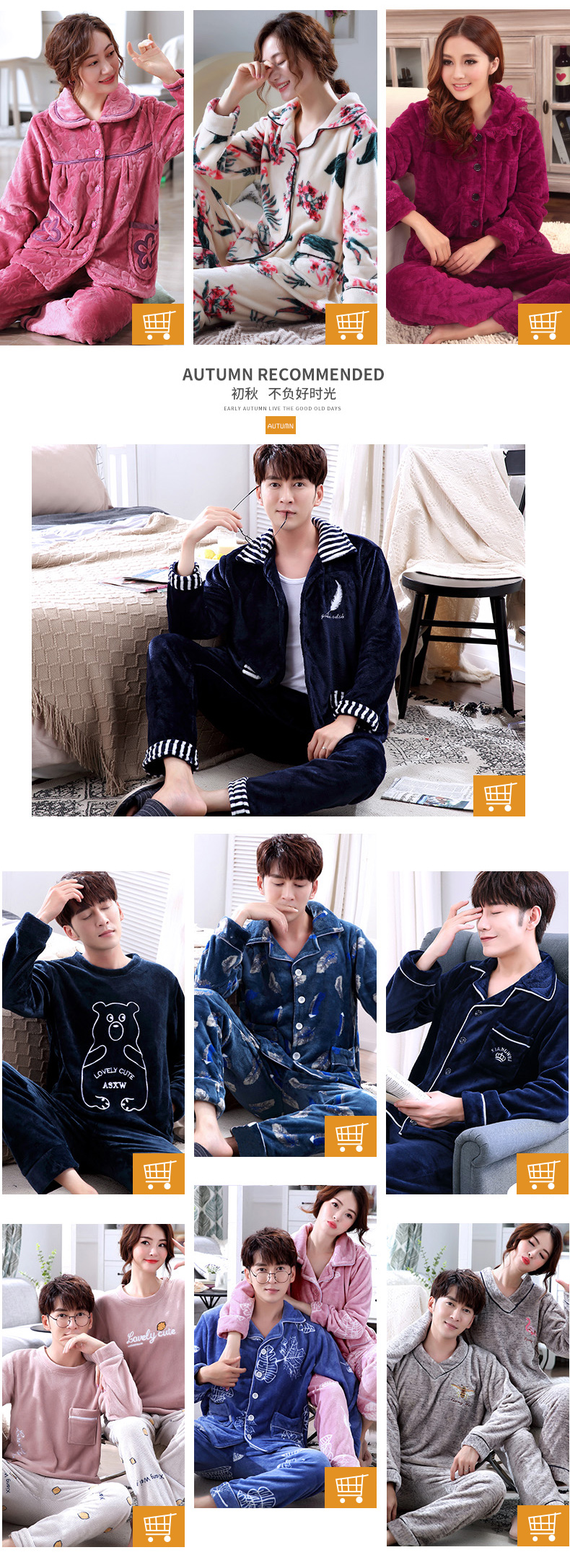 Mùa thu và mùa đông đồ ngủ flannel dày hoạt hình dễ thương có thể mặc nhà dịch vụ nam san hô cashmere vòng cổ áo thun kích thước lớn đồ bộ thun lạnh