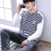 Mùa thu và mùa đông đồ ngủ flannel dày hoạt hình dễ thương có thể mặc nhà dịch vụ nam san hô cashmere vòng cổ áo thun kích thước lớn đồ bộ cao cấp Bên ngoài ăn mặc