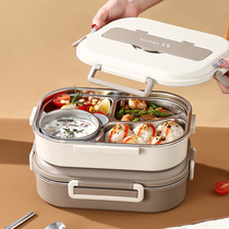 304 Stainless Steel Insulated Lunch Box Students Office Workers Day Style Lunchbox Microwave Oven Heated Lunch Box Portable