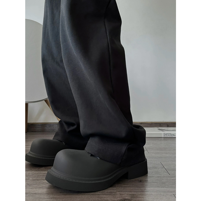 Paris Mickey Large-Toe Leather Shoes for Men and Women, Same Style for Couples, Black Single Shoes with Chunky Heels, Thick Soles, Height-Increasing Casual Derby Shoes, Trendy