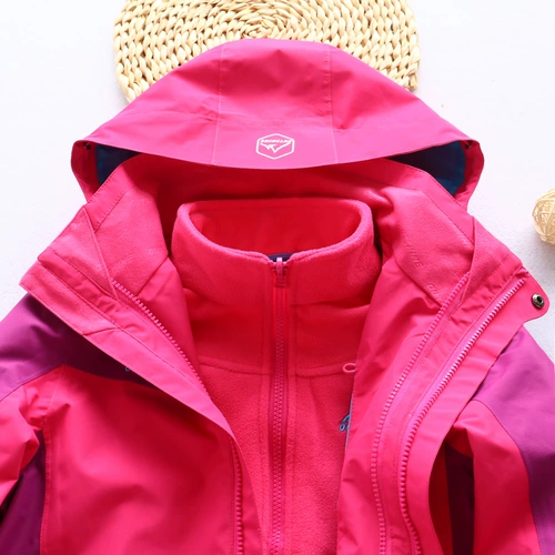 Детская съемная куртка, флисовый водонепроницаемый дорожный комплект, «три в одном», подходит для подростков