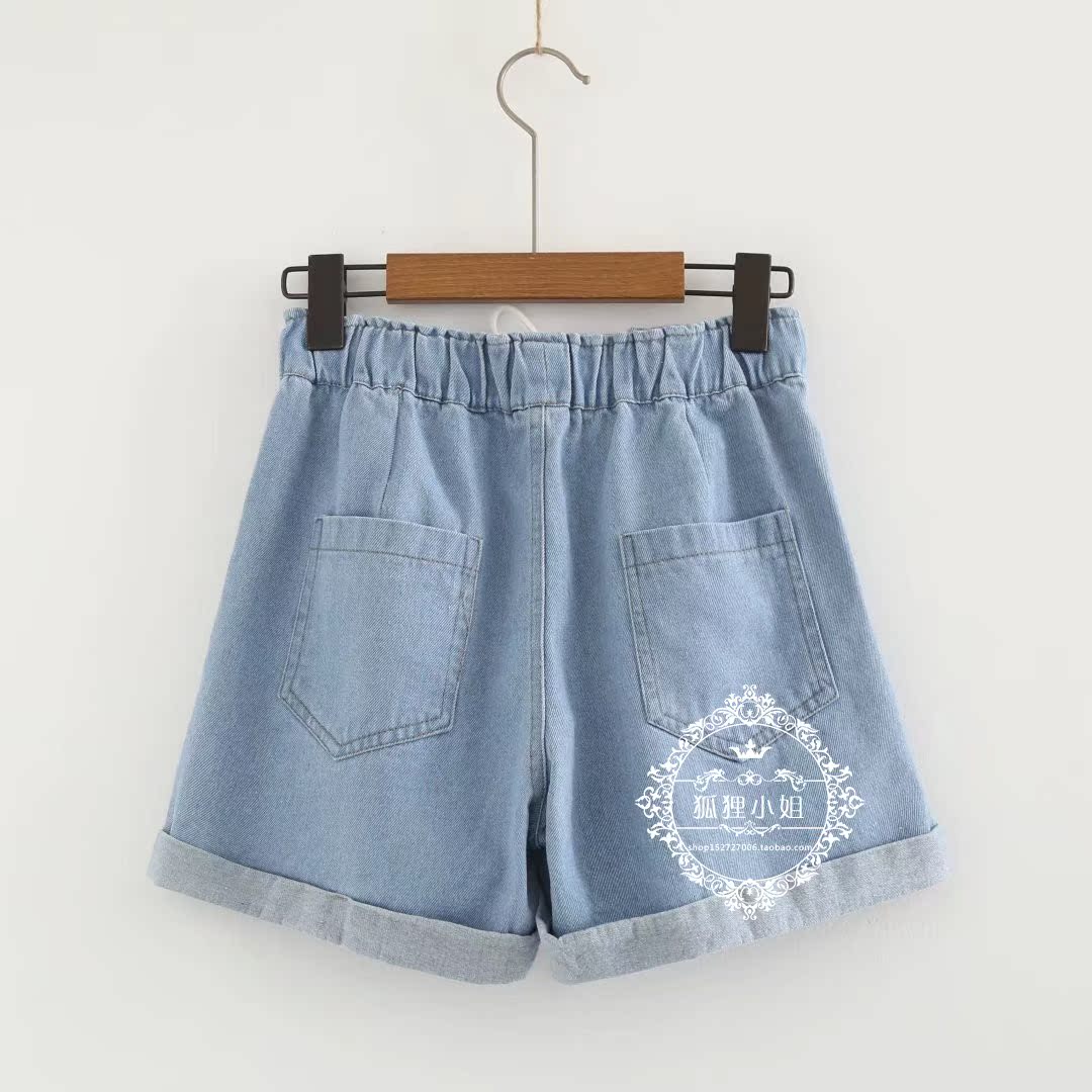 Lớn trẻ em mùa hè của phụ nữ jeans 12-15 tuổi sinh viên lỏng chặt chẽ eo quần short cô gái béo kích thước lớn mỏng quần nóng