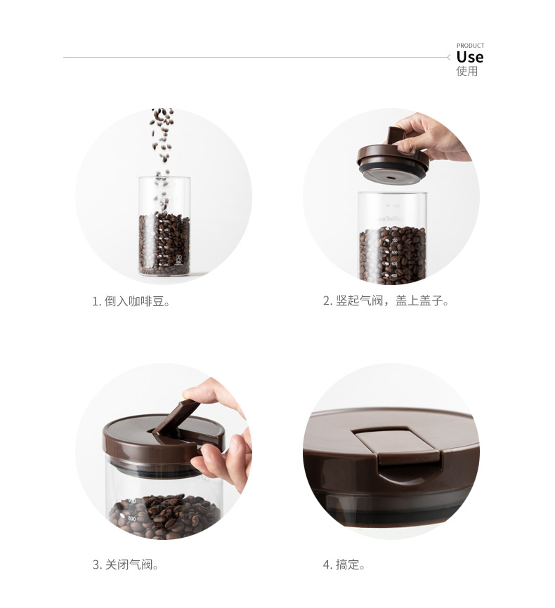 CAFEDE KONA lon niêm phong Đồ ăn nhẹ thủy tinh Cà phê lọ thủy tinh chống ẩm - Cà phê xay cafe cầm tay