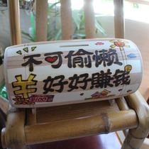 Wood deposit money pot Large capacity Childrens banknote coins Dual-purpose solid wood deposit pot Save money Box nets Red Desirable Wood