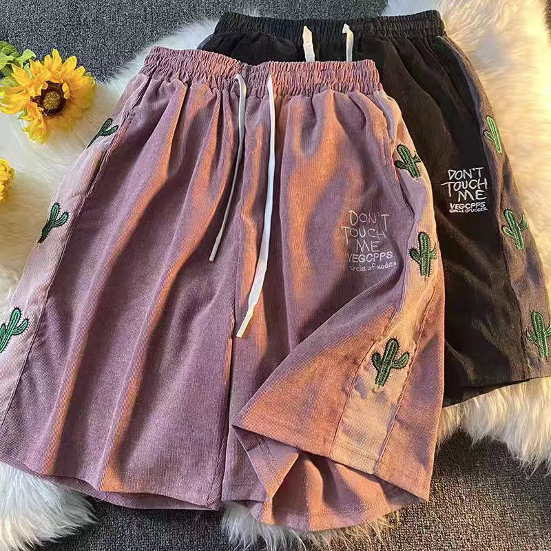 Summer Plus Size 1.0-150kg American Casual Wide-Leg Shorts High Street ins Trendy High-Waisted Plus-Size Mid-Length Shorts