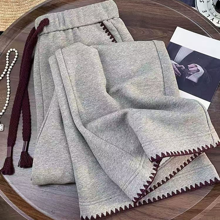 Spring, Summer, and Autumn Extra-Large Size 1.0-150kg Plus-Size Drawstring Wide-Leg Sweatpants for Men and Women, Slimming Straight-Leg Casual Long Pants Spring, Summer, and Autumn Extra-Large Size 1.0-150kg Plus-Size Drawstring Wide-Leg Sweatpants for Men and Women, Slimming Straight-Leg Casual Long Pants