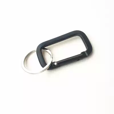 Black rectangular aluminum alloy carabiner shaped adhesive hook outdoor luggage buckle mini keychain split ring