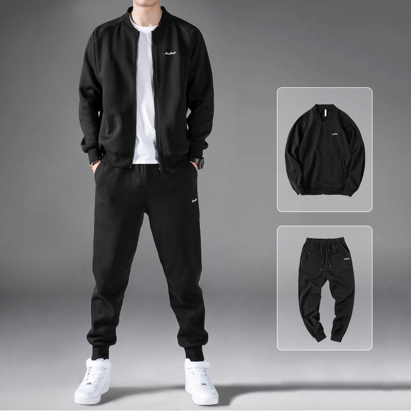 Sport suit men's autumn and winter 2020 new leisure tides paired with handsome baseball uniforms with velvety coat of clothing