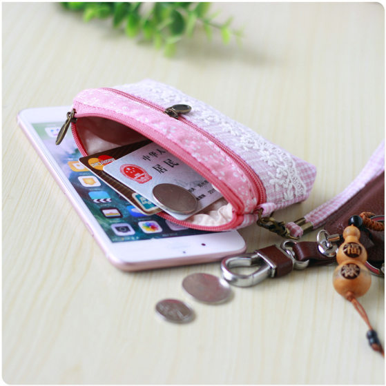 复古风布艺零钱包 双拉手拎布艺零钱包 时尚女包 迷你硬币袋