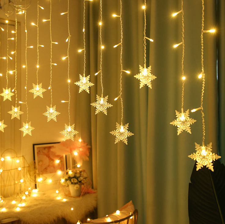 led snowflake ice strips curtain lights waterproof room bedroom star lights string girl heart new year Chinese New Year decoration lights
