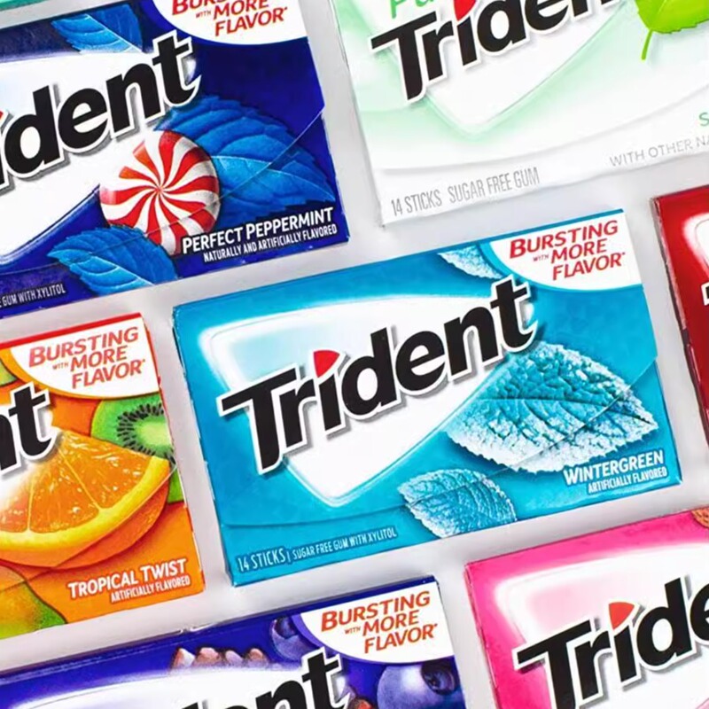 Trident Xylitol Sugar-Free Chewing Gum Imported from the United States, Bubble Candy Flavor, Multi-Flavor Chewing Gum