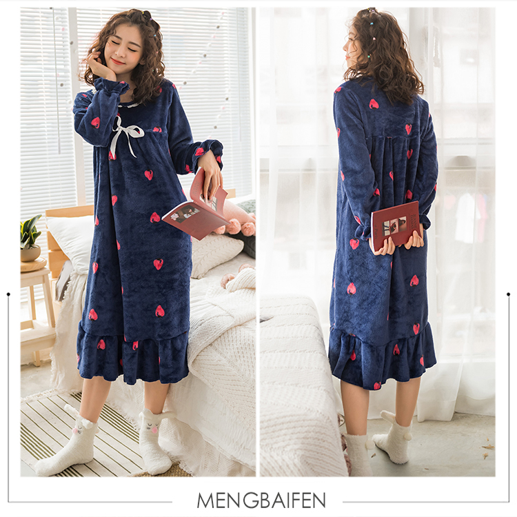 Mùa thu và mùa đông nhung đồ ngủ nhung của phụ nữ phục vụ đêm nhà mùa đông cộng với phân bón XL dài tay flannel quần áo ngủ nhà đồ mặc nhà cỡ lớn