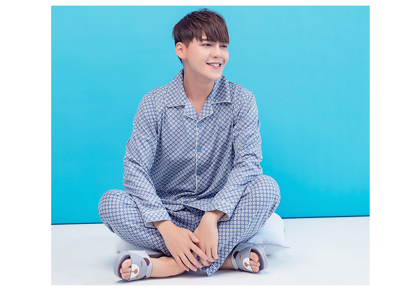 Mùa xuân và mùa thu thêm lớn đồ ngủ nam trung niên cotton mùa đông cộng với phân bón XL thiết lập màu sắc phong phú đồ bộ nam mặc nhà