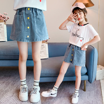 Girl Cowboy Short Summer Dress Girl in Summer Child Casual Han Dress Child Han Edition Summer Dress