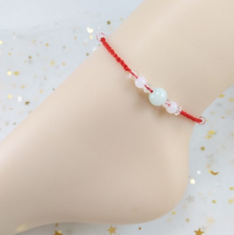 Tự làm phiên bản tiếng Nhật và tiếng Hàn của cô sinh viên đơn giản thuần khiết dây đỏ mắt cá chân nữ làm bằng tay cá tính tươi trong năm nay bán buôn - Vòng chân vòng đeo chân