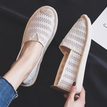 Summer a pedal lazy fishermans shoes female nurse breathable hollow white shoes net flat old Beijing cloth shoes