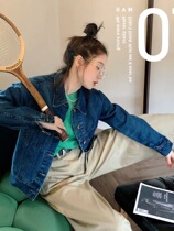 2021 fall new retro 100 hitch blue denim jacket shirt woman temperament loose slim long sleeve blouse