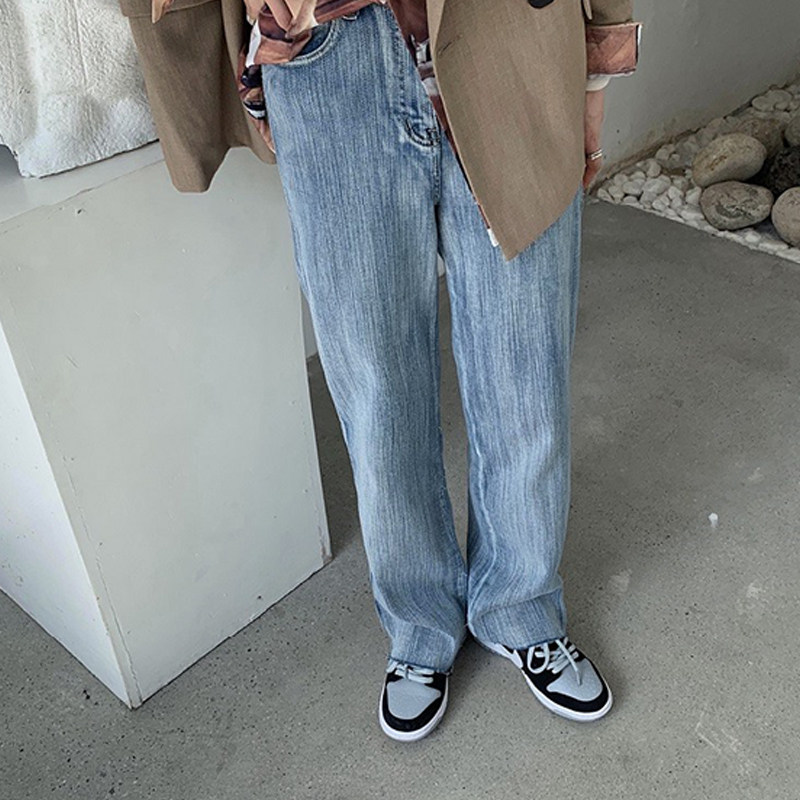 2022 Early Spring New Women Dress Fat Girl Big Size Straight Drum Wide Pants Korean Style Wear Hitch High Waist Display Slim Pants Tide