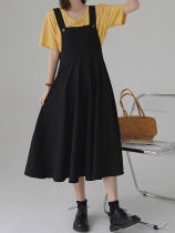 Big Code Mm Day Tie Dress Lady Summer New Suitable for Fat Fat Girls skirt Slim Veil Black Braces dress