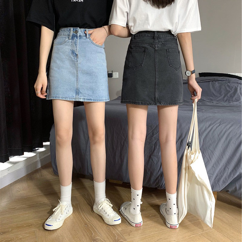 2021 Summer tennis red short dress large size and weight younger sister mm American and European hot girl wind bag hip skirt small denim skirt a word