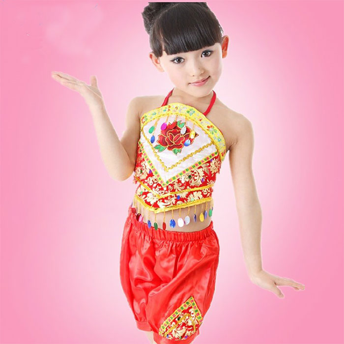 Trang phục trẻ em ngày tạp dề Quần áo trẻ em khiêu vũ Cô gái khiêu vũ quần áo biểu diễn quốc gia Quần áo trẻ em dudou váy múa alibaba cho bé