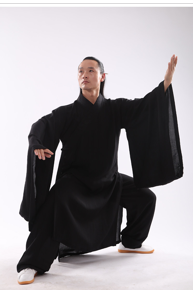 форма для Тай-Чи 道士道袍长袍男女士中国风长版汉服明制道袍大袖得罗武当道士服装