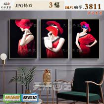 Abstract figure decoration painting triplex hanging drawing core without frame painting Beauty drawing core material