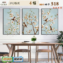 New Chinese modern hand painted work pen Flower Bird picture Living room hanging painting bedroom hanging painting Decorative Painting Material HD Tuku