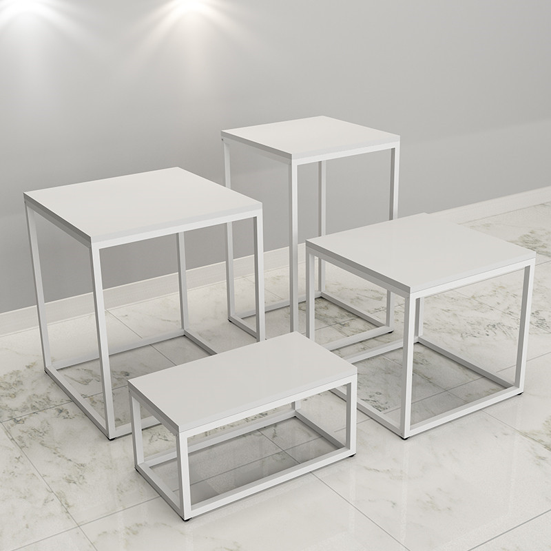Simple Solid Wood Small Square Table, Sofa Side Table, Wrought Iron Small Coffee Table, Figurine Table, Fish Tank, Printer Stand, Storage Table