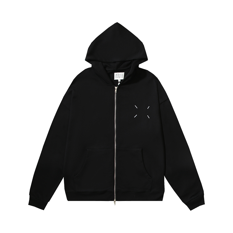 Gweawema 25 New Style Four-Corner Logo Embroidered Zipper Hoodie Loose Casual Jacket for Men and Women