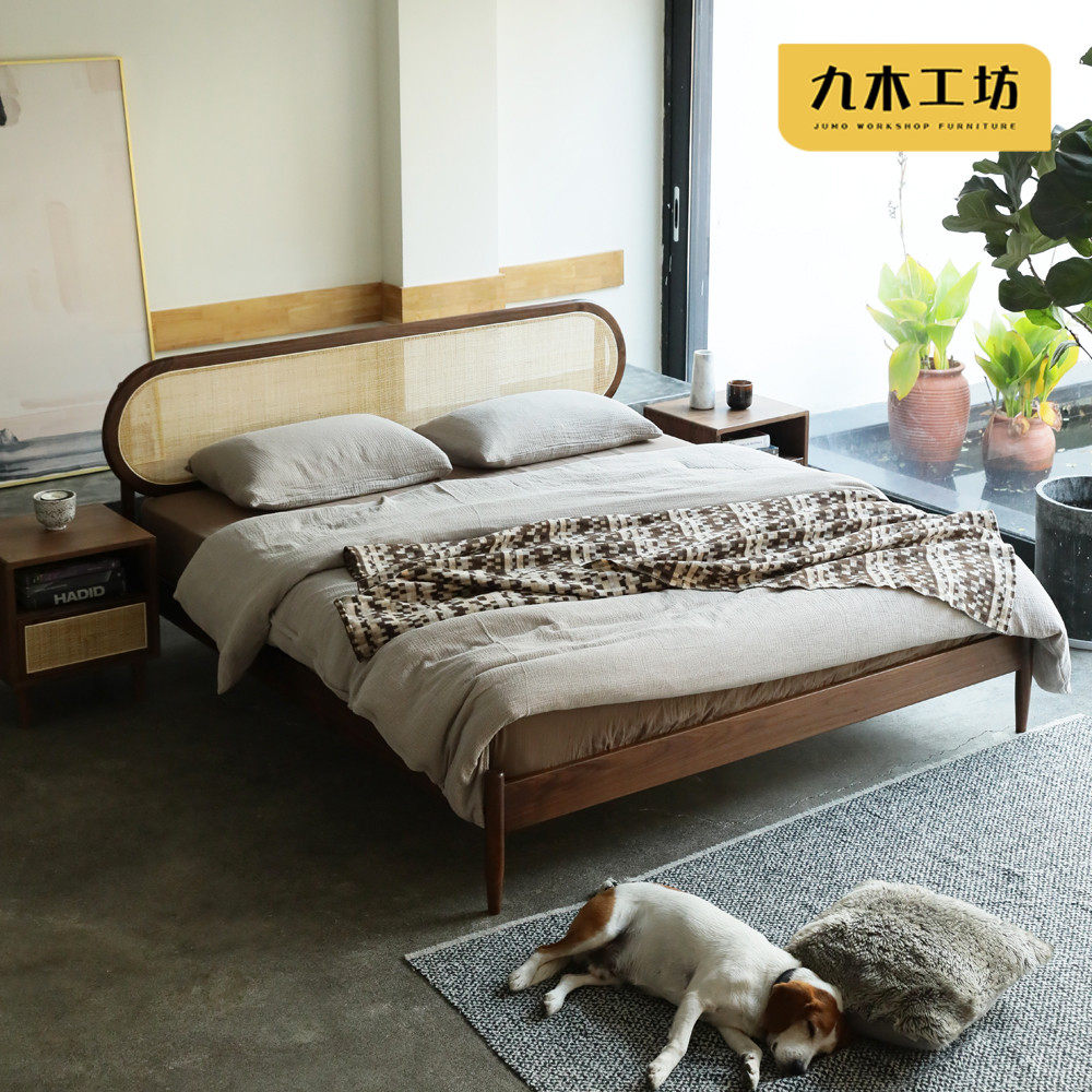 Nine Wooden Workshop ) In red bed double bed bedmaster bedbedbedbedBlack Walnut Bedwooden circular is about 1 8 m round