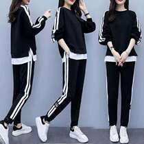 Pregnant womens autumn suit fashion Korean version of out cotton long sleeve Net Red Spring and Autumn leisure sportswear two-piece