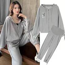 Pregnant women autumn suit fashion out Korean loose long sleeve shirt spring and autumn Net red sportswear two-piece set