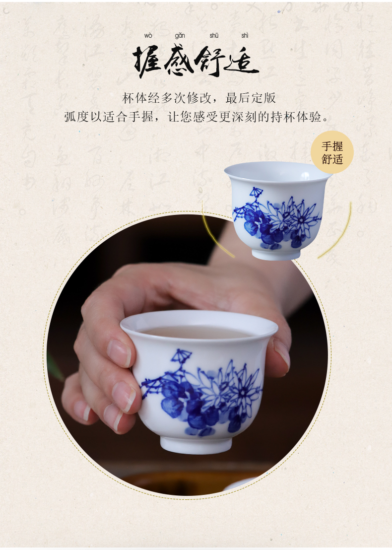 Jingdezhen blue and white by patterns of hand - made ceramic sample tea cup small kung fu tea cups individual cup single CPU