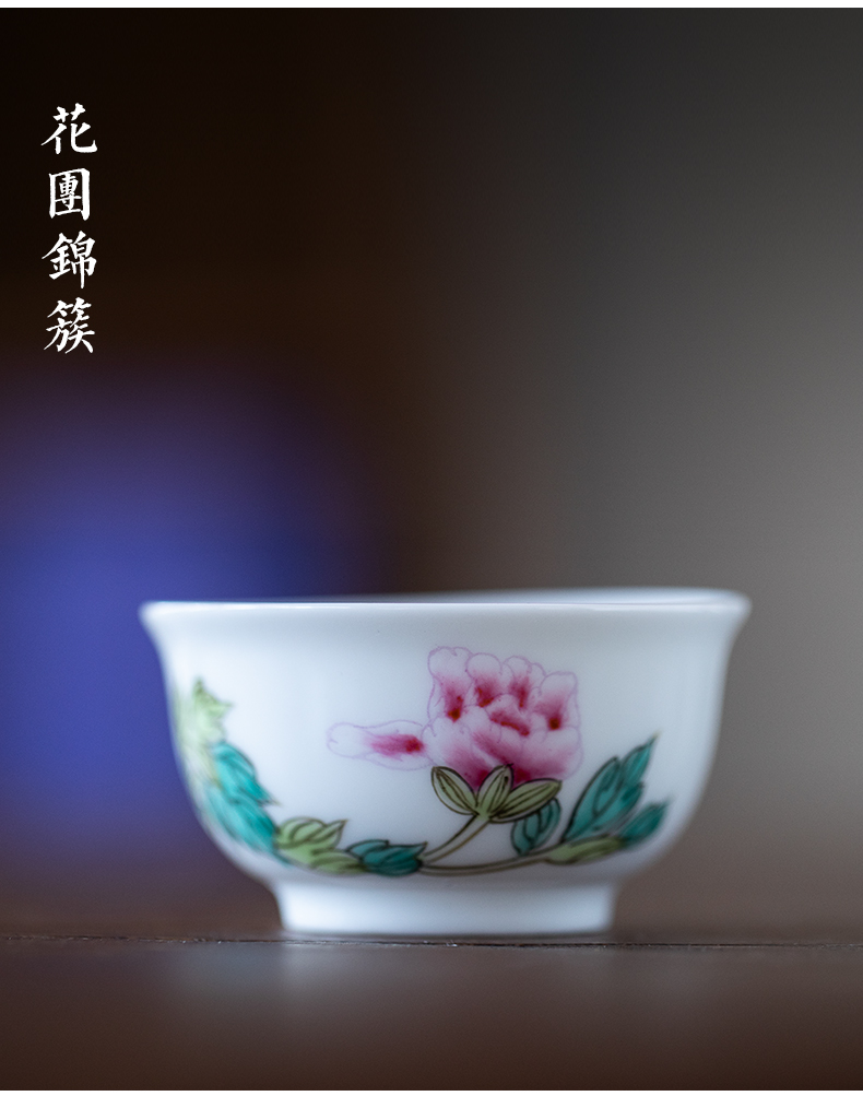 Jingdezhen powder enamel handpainted kung fu tea cups sample tea cup single ceramic cup wen xiang small white porcelain cup