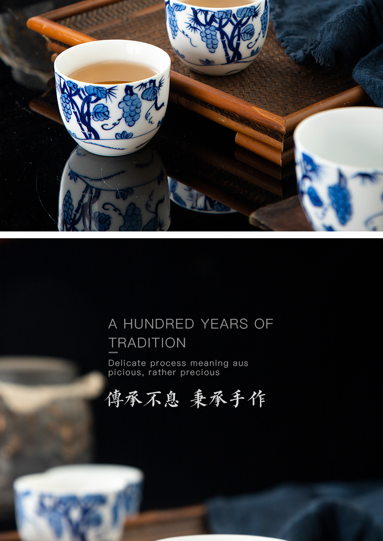 Jingdezhen ceramic hand - made sample tea cup blue kung fu tea cups individual CPU master cup single cup small bowl