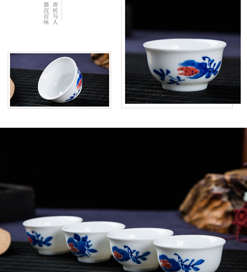 Jingdezhen ceramic hand - made kung fu tea tureen fair keller of blue and white porcelain teapot) sample tea cup cup monogamous