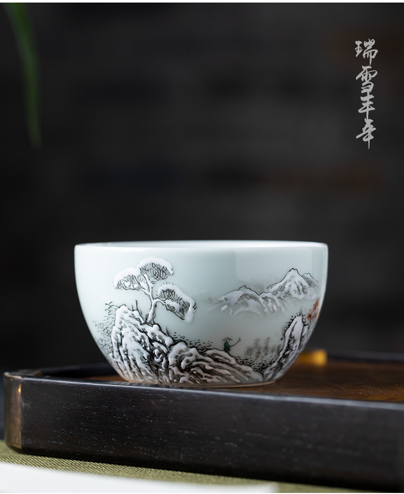Ink snow hand - made master cup of jingdezhen ceramics enamel kung fu tea cup single CPU single small bowl