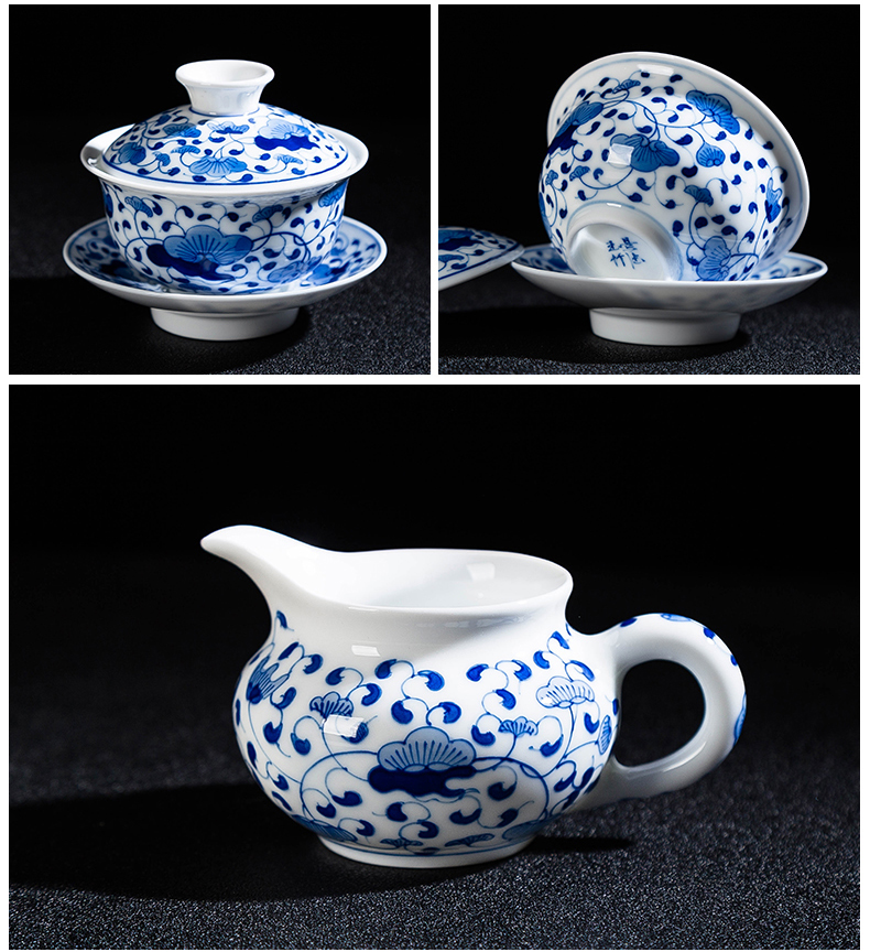 Jingdezhen 8 head tureen hand - made ceramic tea set under glaze color porcelain set of kung fu tea set