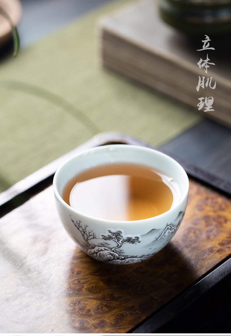 Ink snow hand - made master cup of jingdezhen ceramics enamel kung fu tea cup single CPU single small bowl