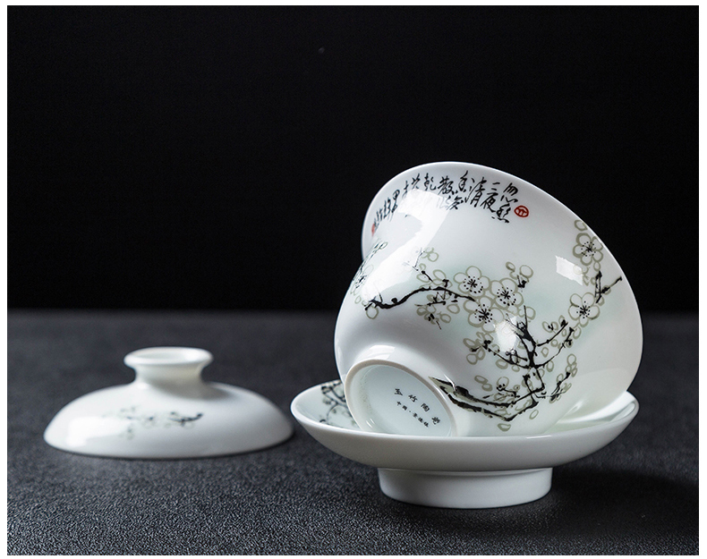 Tea set household contracted jingdezhen ceramic white porcelain tureen a complete set of Tea cups little suit Chinese kung fu