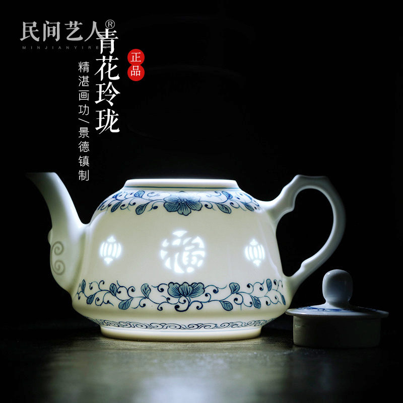 Jingdezhen hand - drawn ceramic blue - pot Lingfu tea cup tea cup large capacity large tea - ceramic tea - ceramic cup